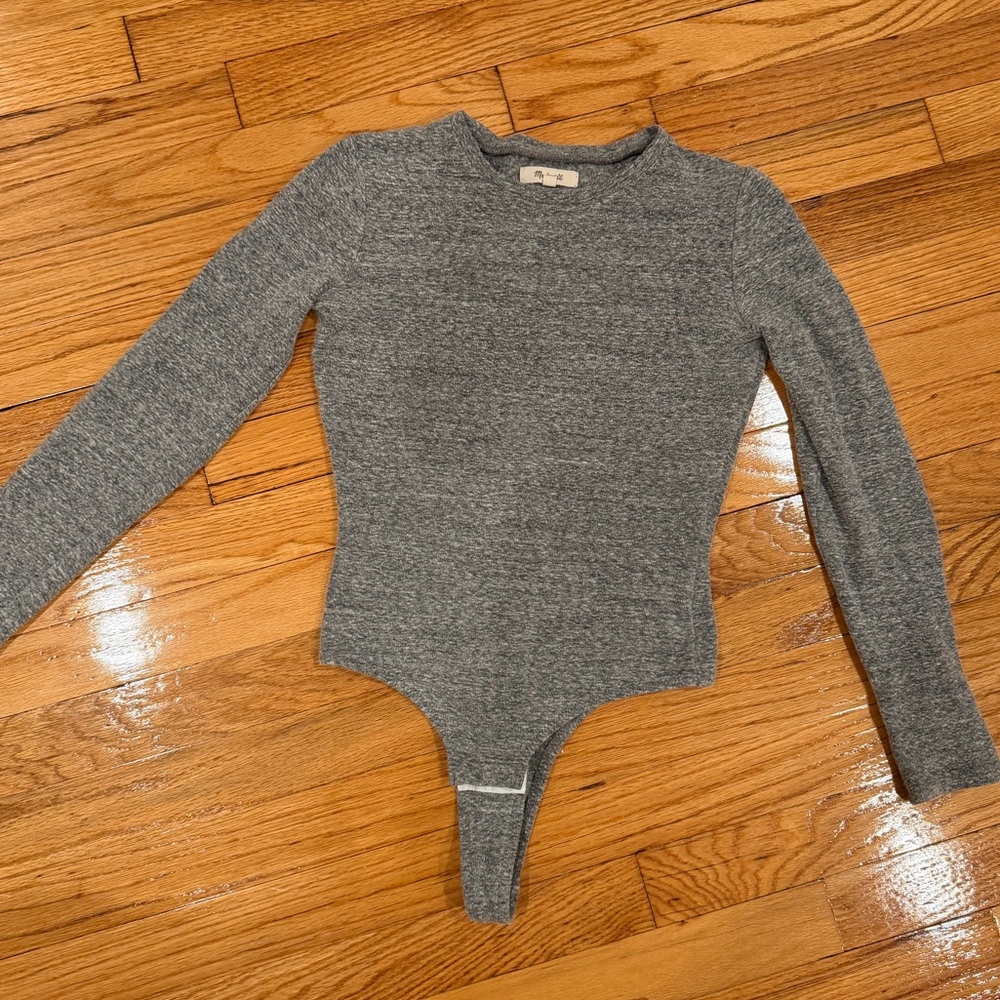 Madewell Gray Long Sleeve Bodysuit XS